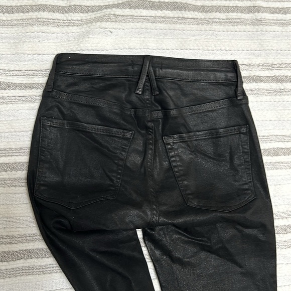 Good American Coated Black Slim Straight Jeans High Rise Pants 24 Night Out - Picture 15 of 15